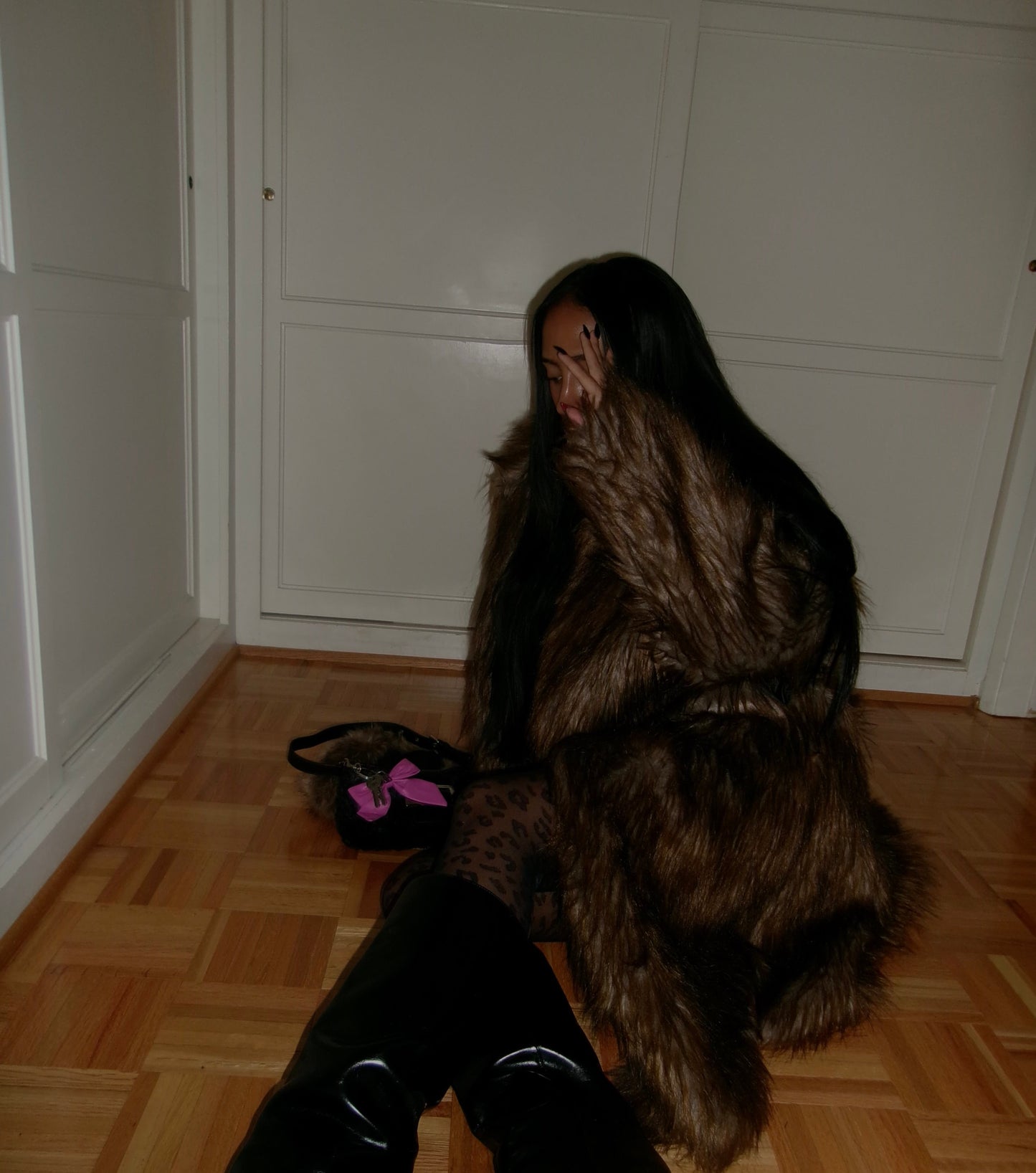 Foxed fur coat