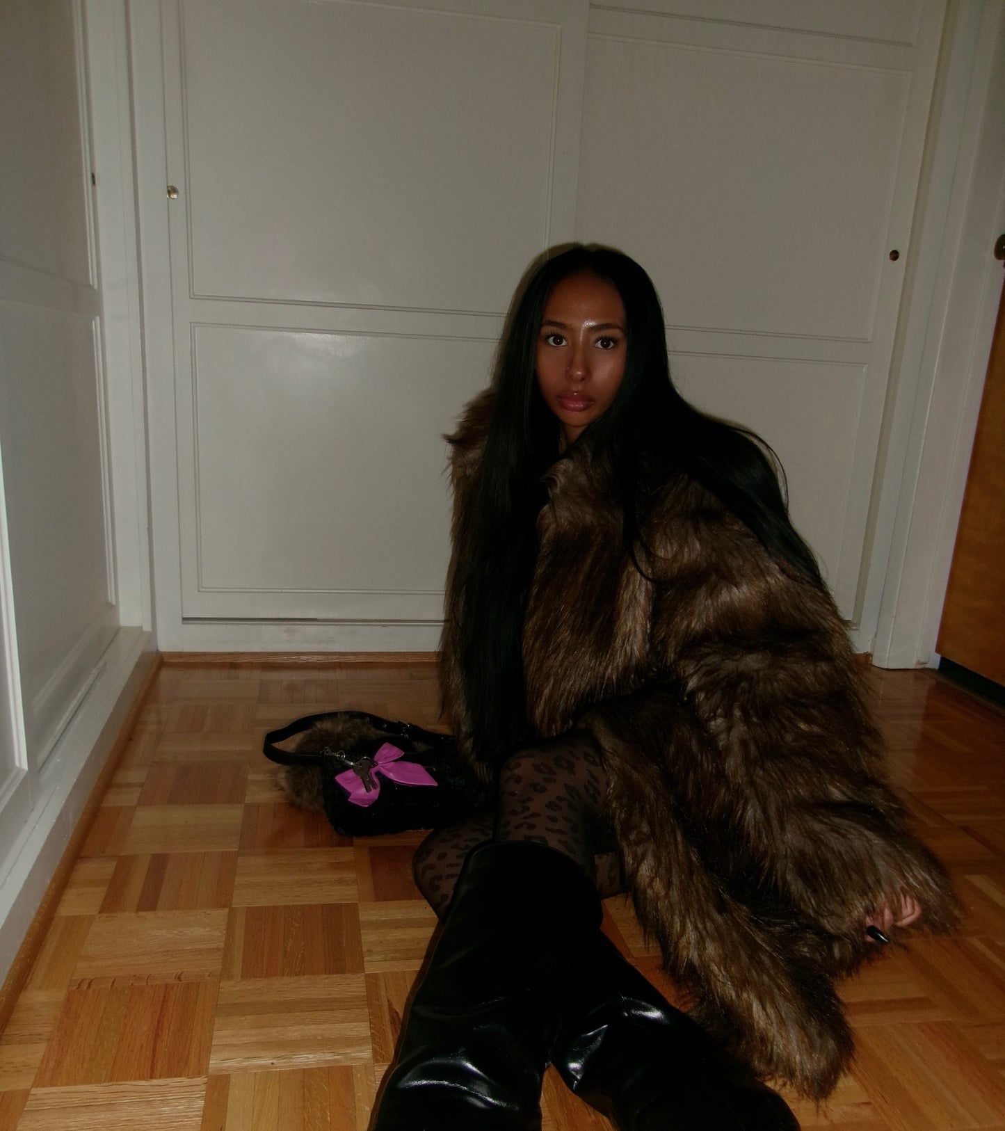 Foxed fur coat