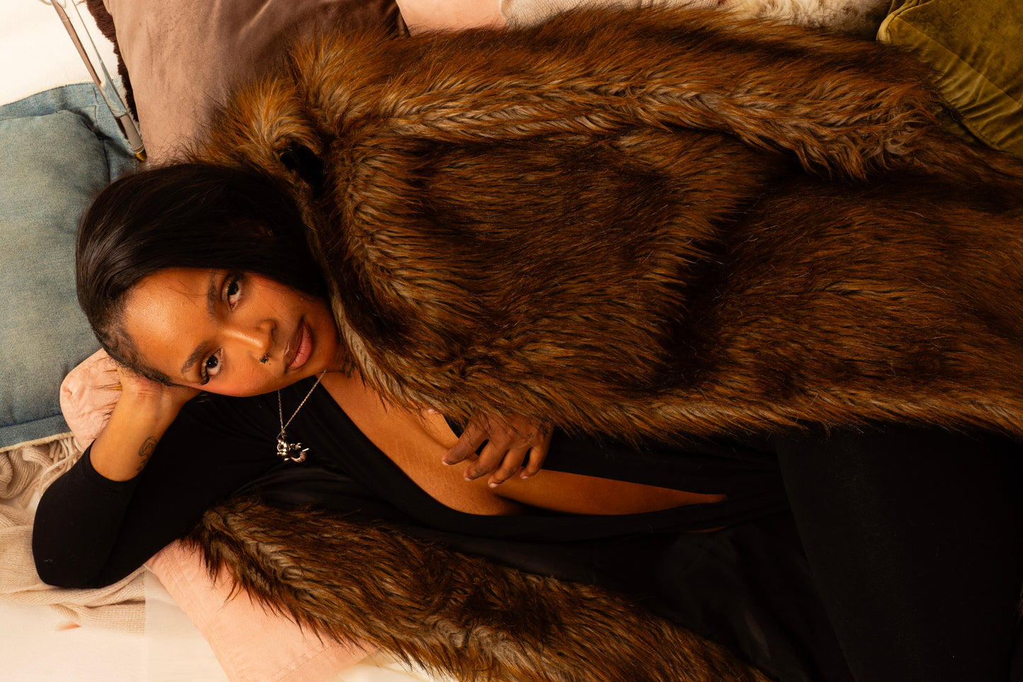 Foxed fur coat