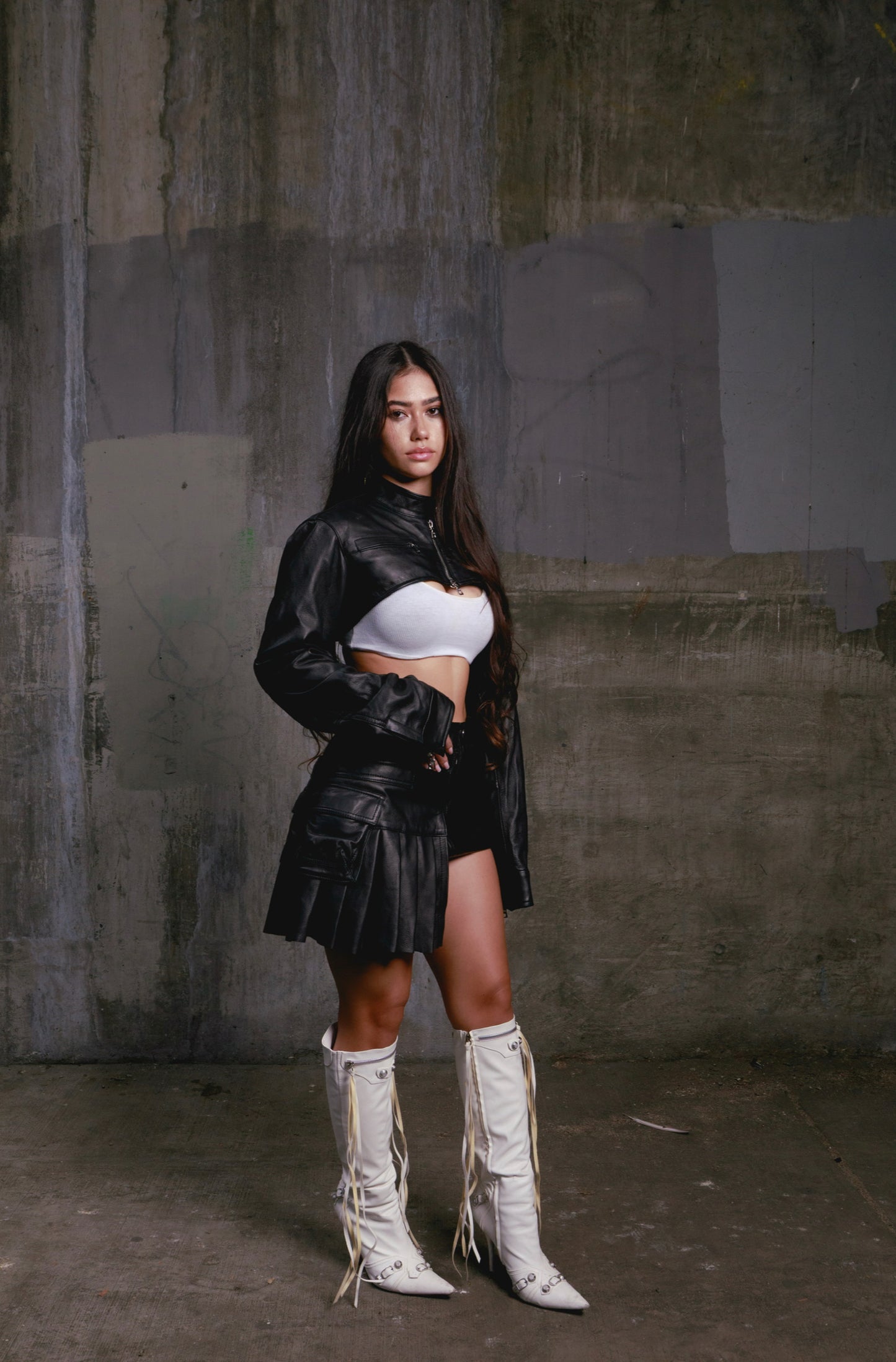 Lucky leather double waisted skirt