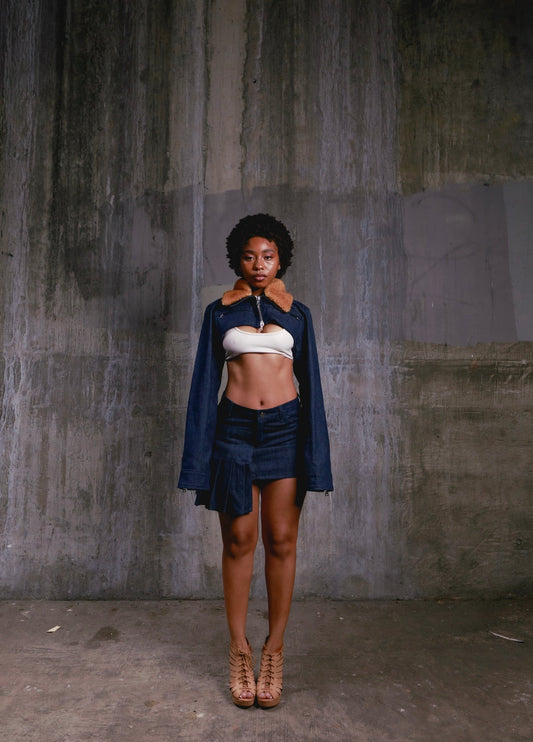 Japanese denim double waisted skirt