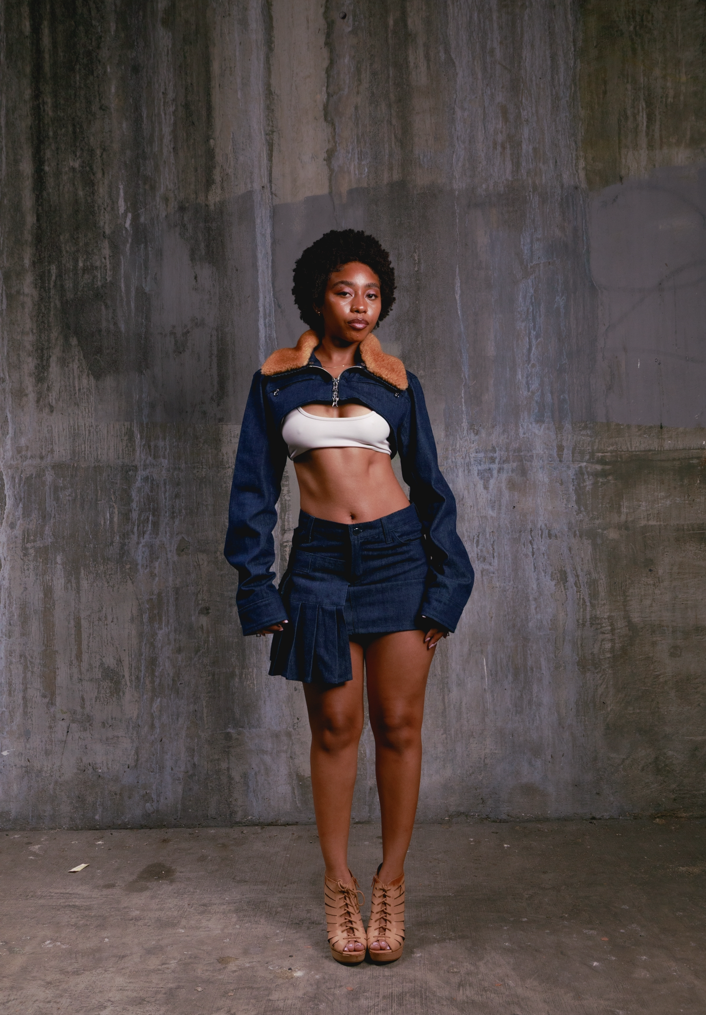 Japanese denim double waisted skirt