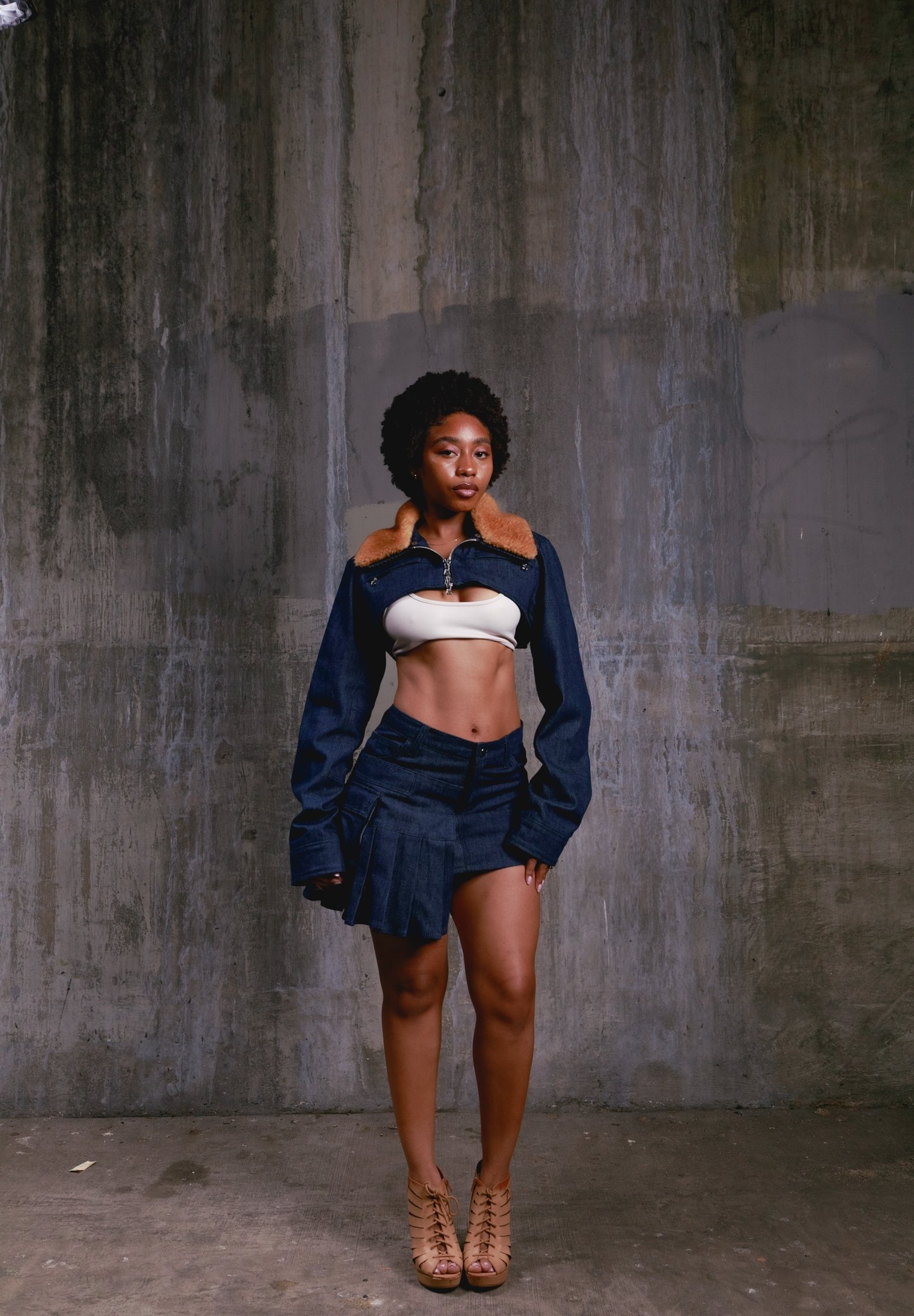 Japanese denim double waisted skirt