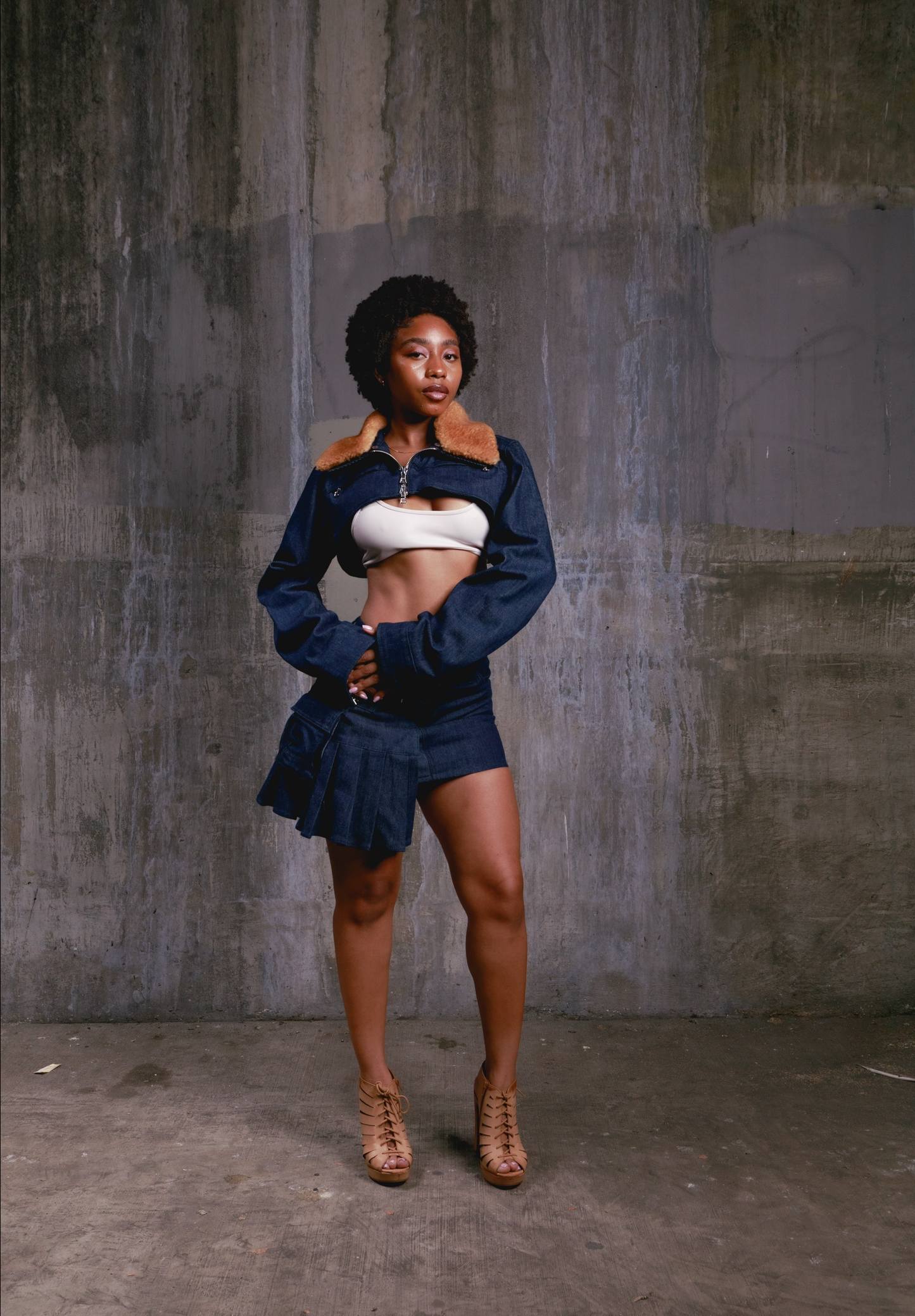 Denim micro jacket