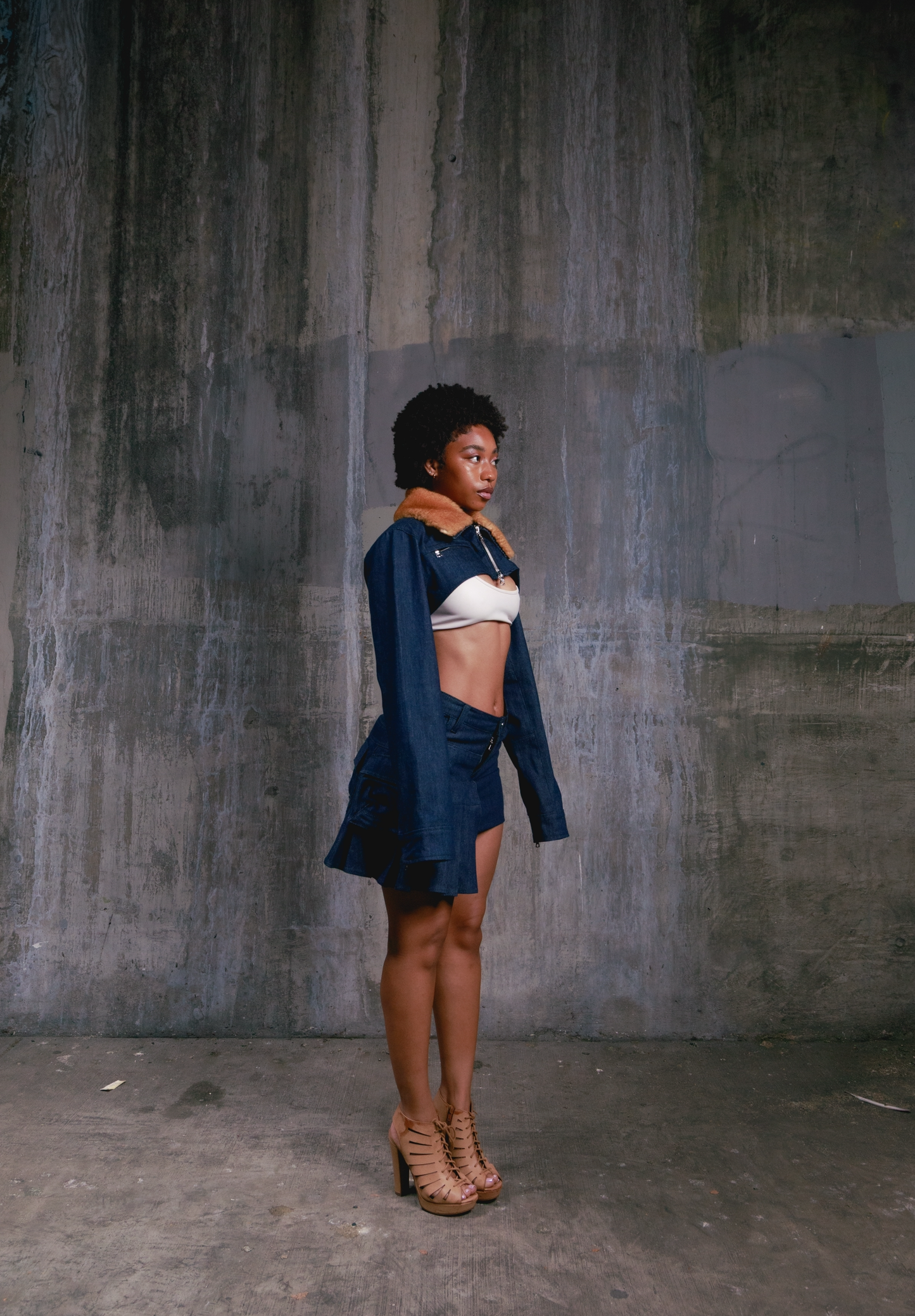 Japanese denim double waisted skirt