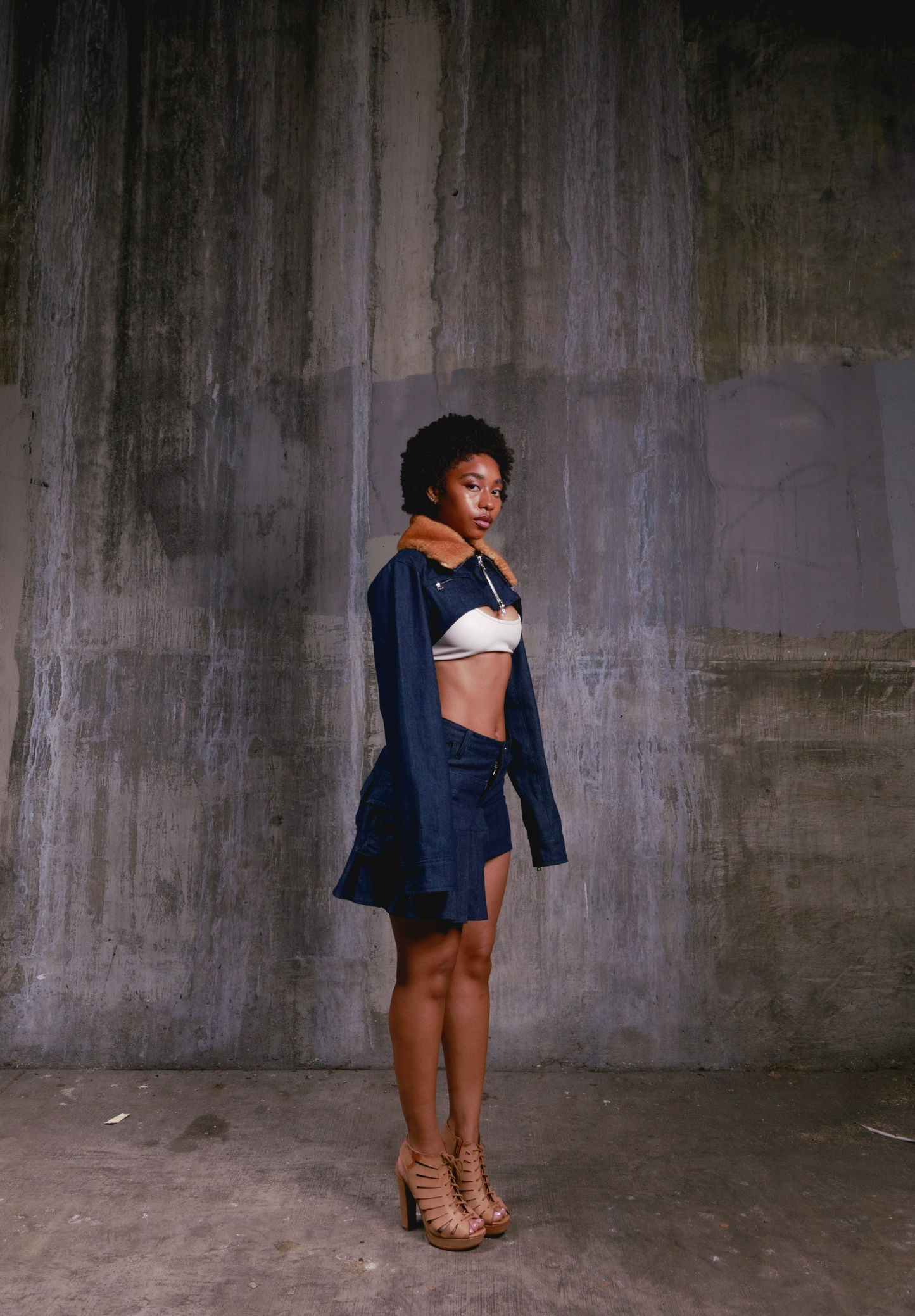 Japanese denim double waisted skirt