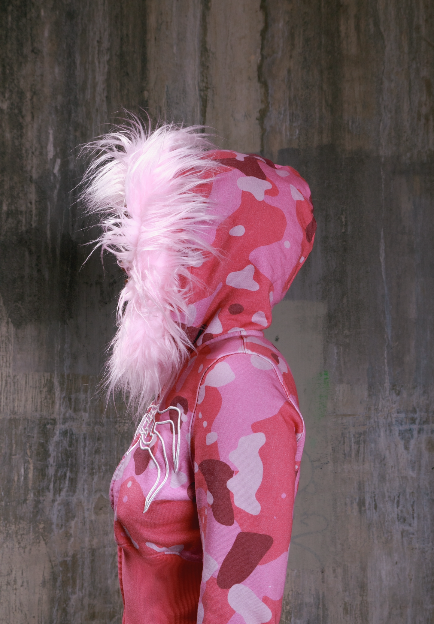 Pink camo cropped sweater